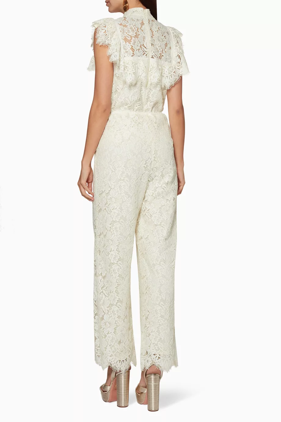 Buy Ganni White White Jerome Lace Jumpsuit for Women Online