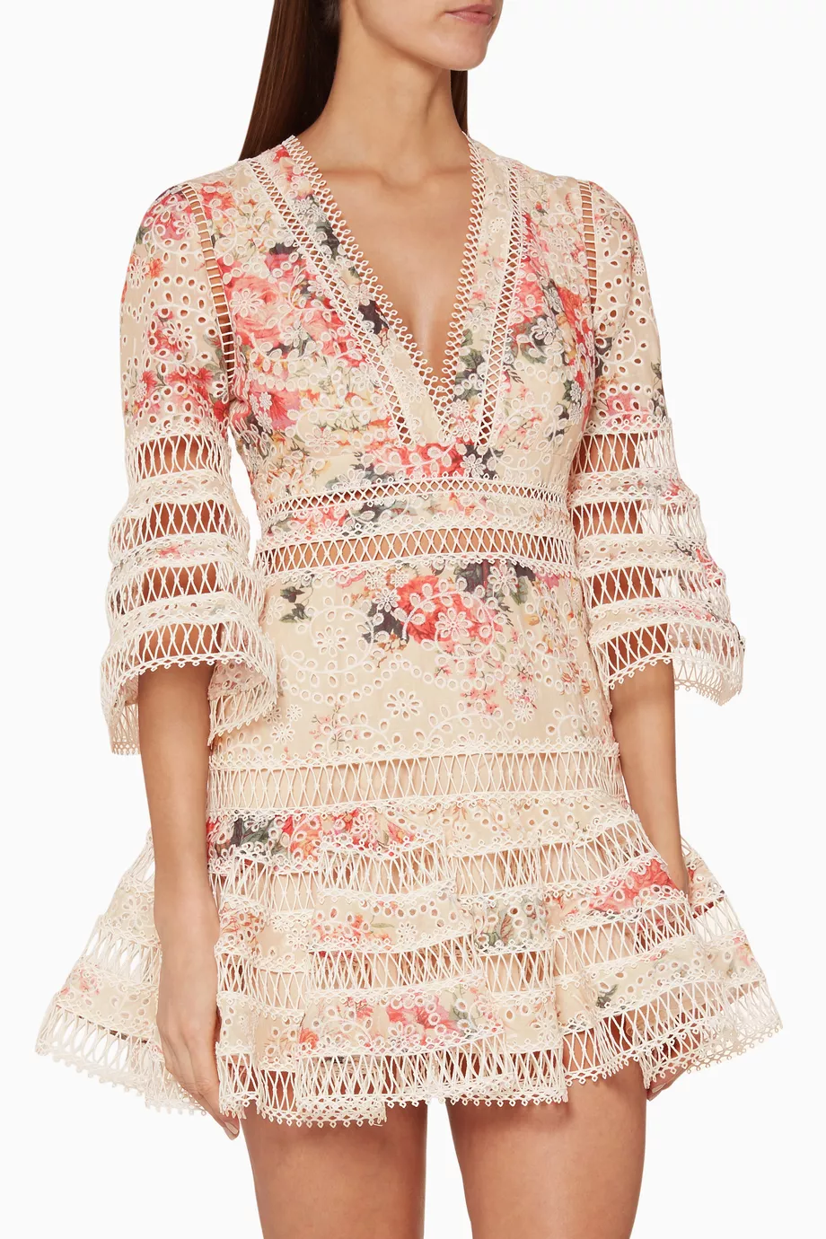 Buy Zimmermann Multicolour Meadow Floral Print Laelia Diamond Flutter Dress for Women Online Ounass Kuwait