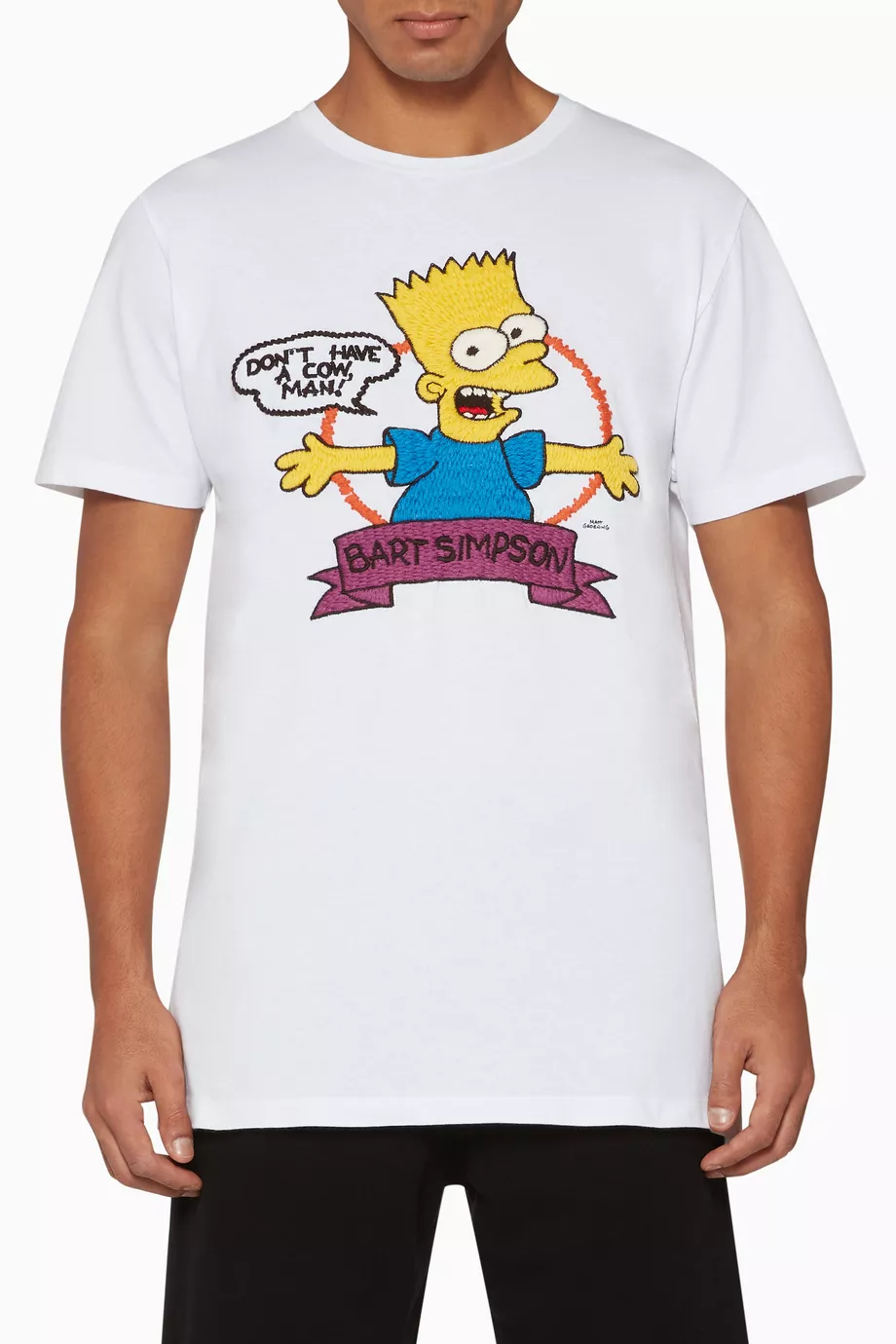 Buy Off-White White Bart Simpson Embroidered T-Shirt for Men 