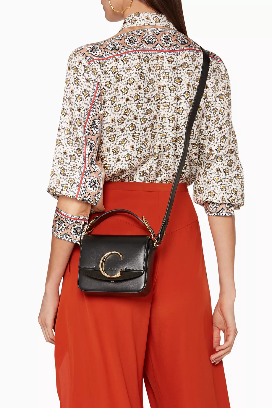 Buy Chloe Black Mini Chloe C Shiny Leather Shoulder Bag for Women Online Ounass Kuwait