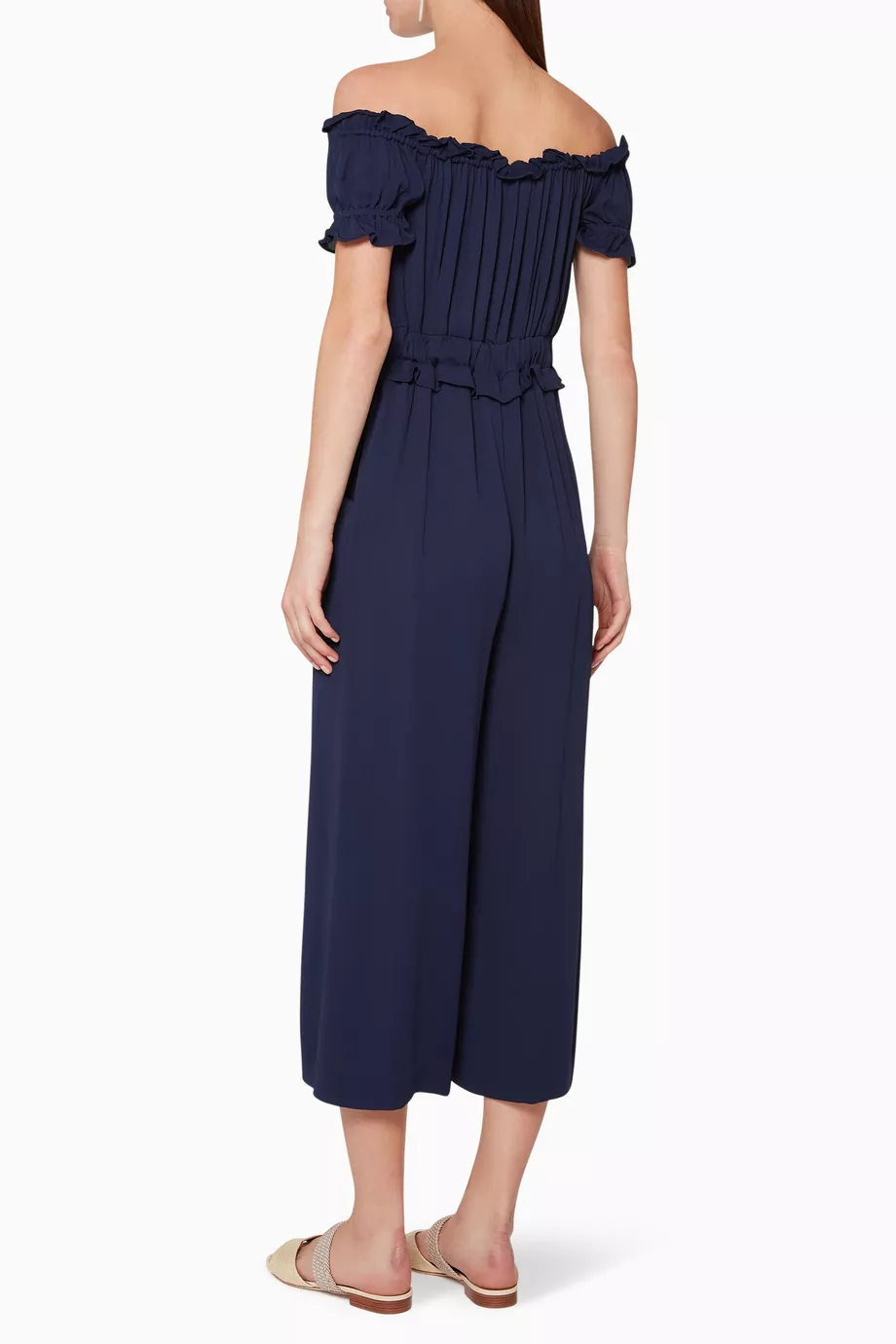 Buy WHISTLES Blue Rosalia Bardot Jumpsuit for Women Online Ounass Kuwait