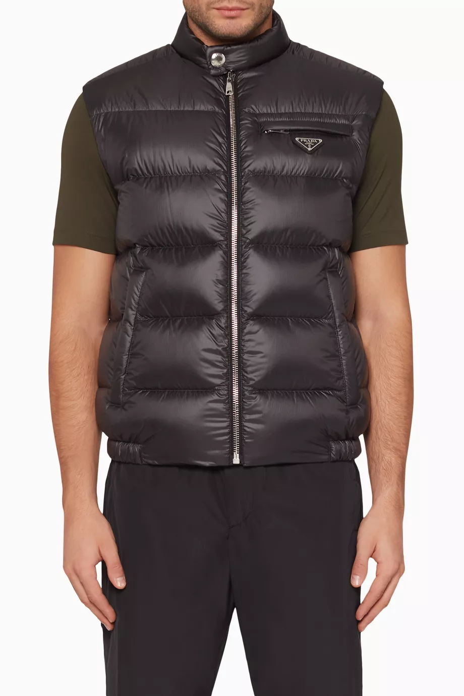 Buy Prada Black Zipped Puffer Vest for Men Online Ounass Kuwait