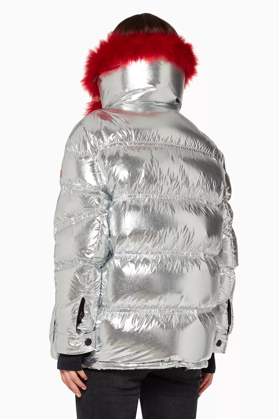 Buy Moncler Silver Atena Shearling Puffer Jacket for Women Online