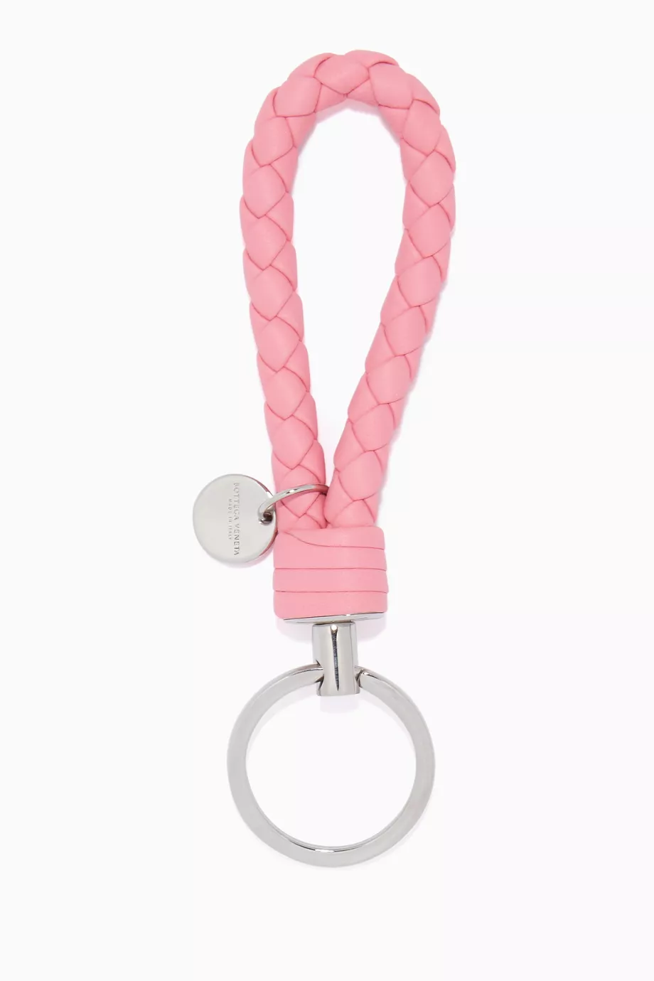 Buy Bottega Veneta Pink Intrecciato Leather Key Ring for Women
