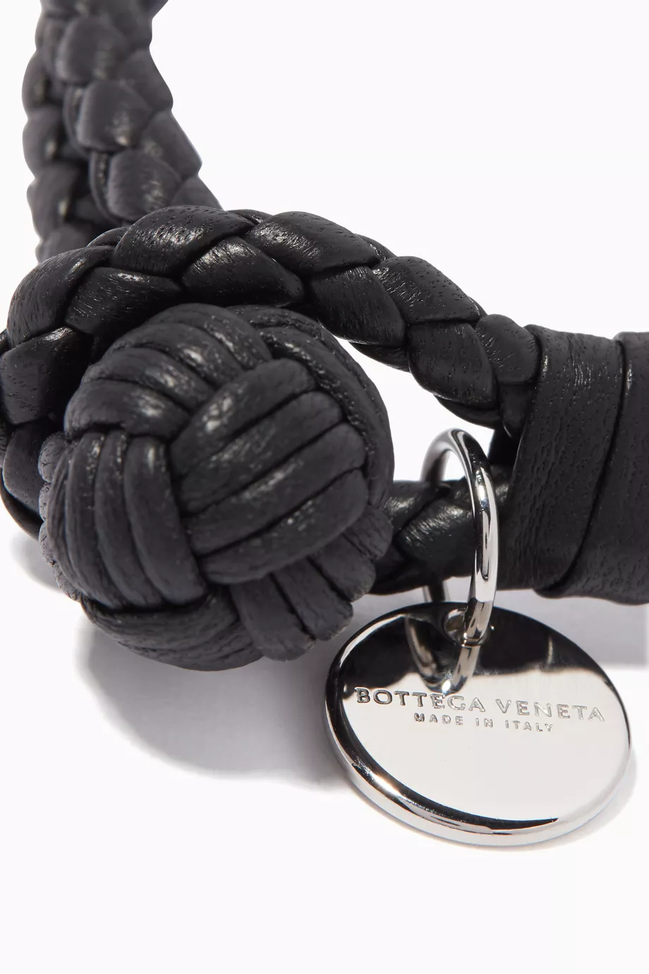 Buy Bottega Veneta Black Intrecciato Leather Bracelet for Men