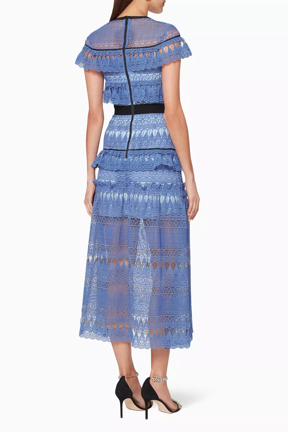 daphne teardrop guipure midi dress Buy Self-Portrait Blue Daphne Teardrop Guipure Maxi Dress for Women Online