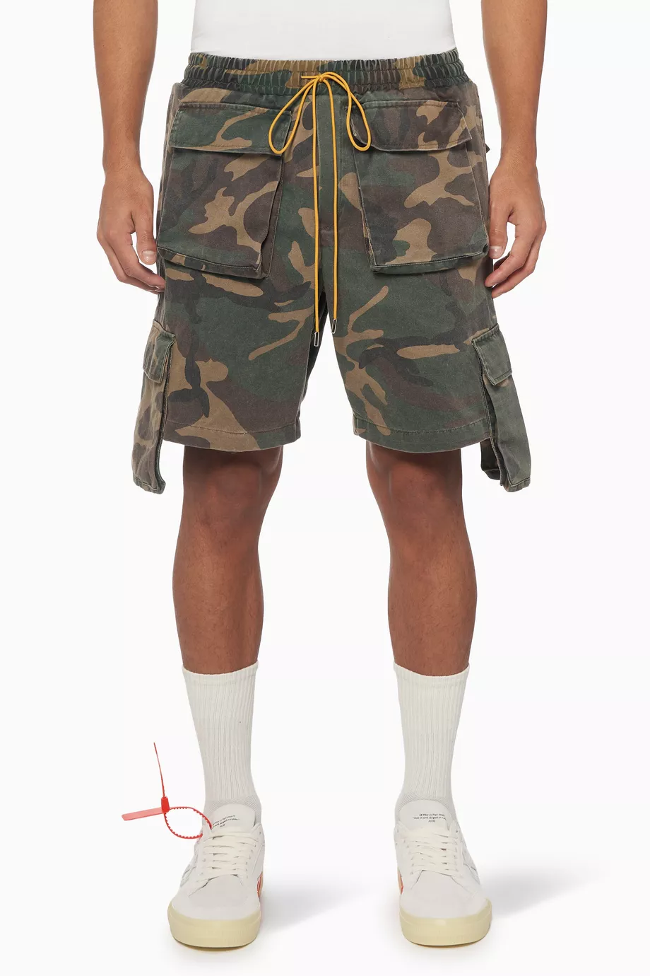 Buy Rhude Green Camouflage-Print Cargo Shorts for Men Online