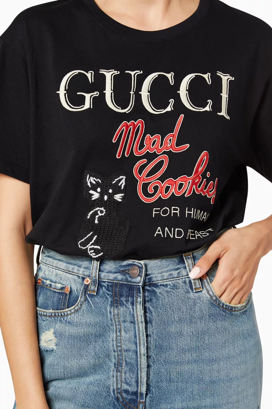 Buy Gucci Black 'Mad Cookies' Print T-Shirt for Women Online