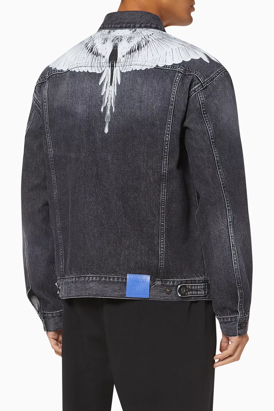 Buy Marcelo Burlon Black Wings Stonewash Denim Jacket for Men