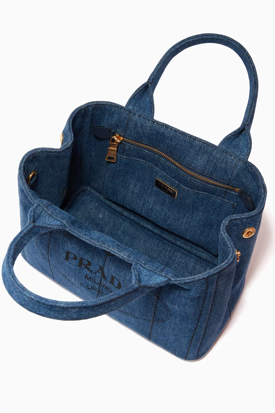 Buy Prada Blue Giardiniera Shopper Bag in Denim Fabric for Women Online Ounass Kuwait