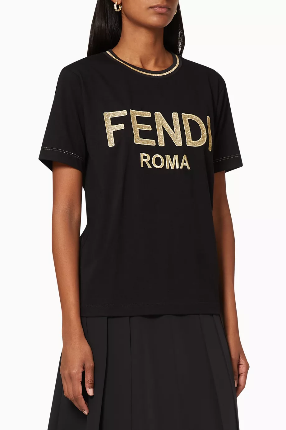 Buy Fendi Black FENDI ROMA Jersey T Shirt for Women Online Ounass Kuwait