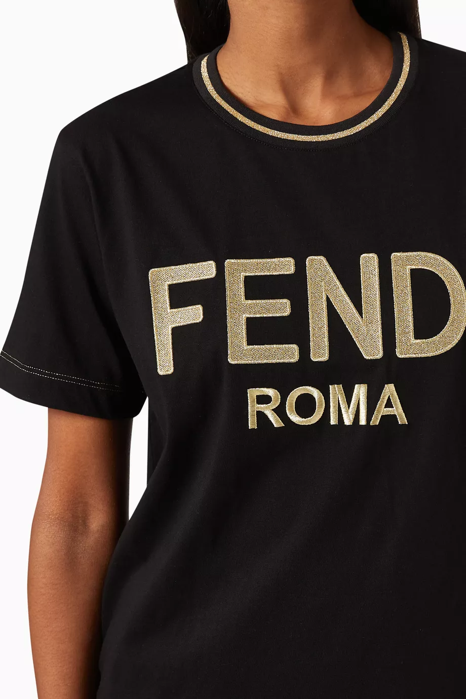 Buy Fendi Black FENDI ROMA Jersey T Shirt for Women Online Ounass Kuwait