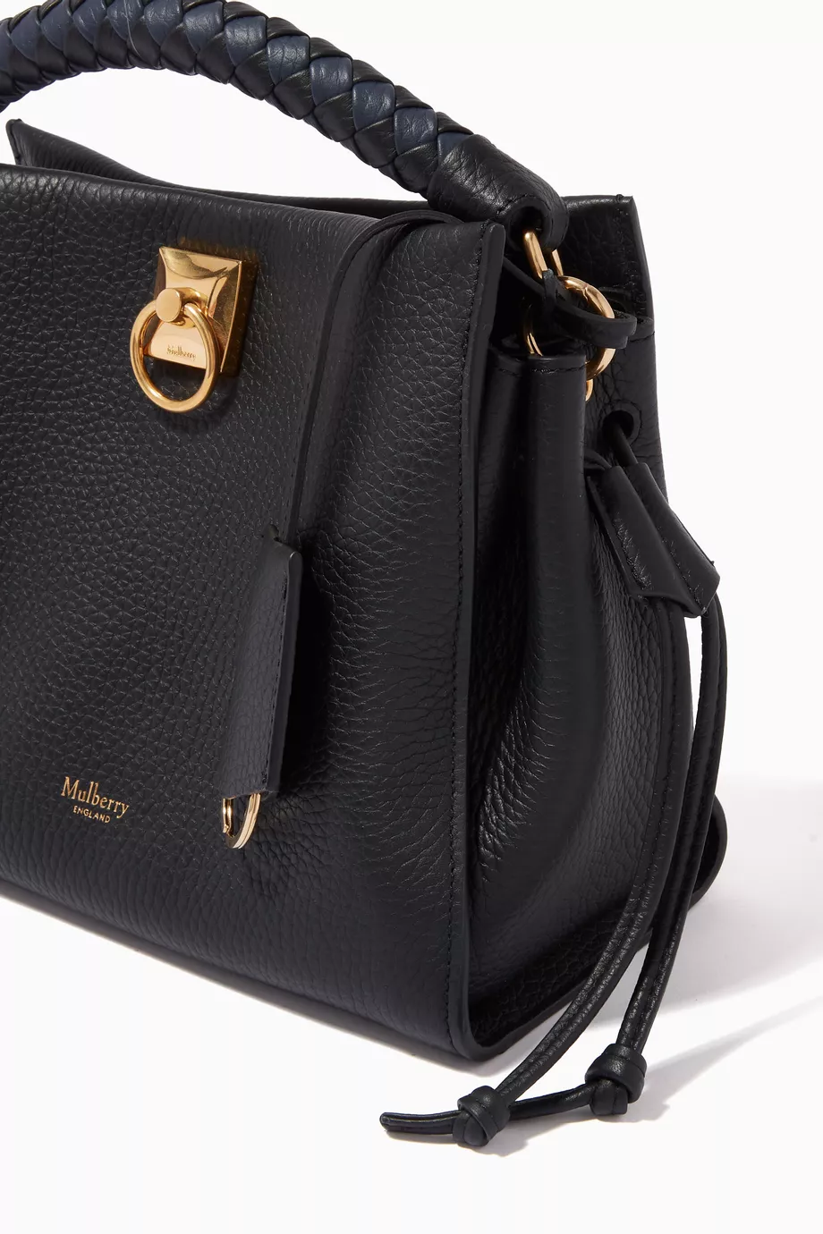 Buy Mulberry Black Small Iris Shoulder Bag in Heavy Grain Leather