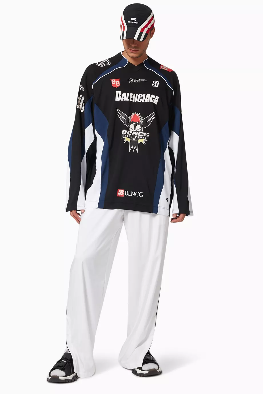 Buy Balenciaga Black Hockey T-shirt in Sporty Mesh Jersey for Men