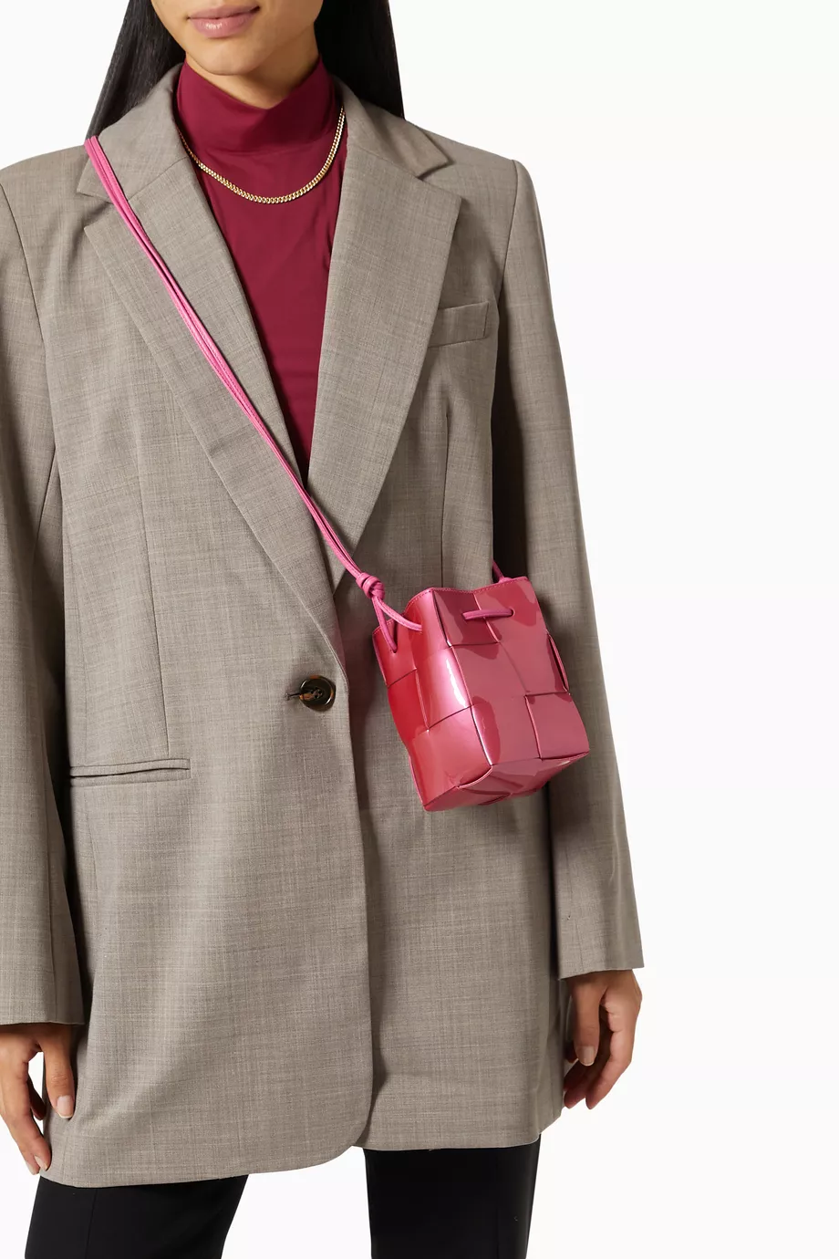 Buy Bottega Veneta Pink Mini Cassette Bucket Bag in Intrecciato