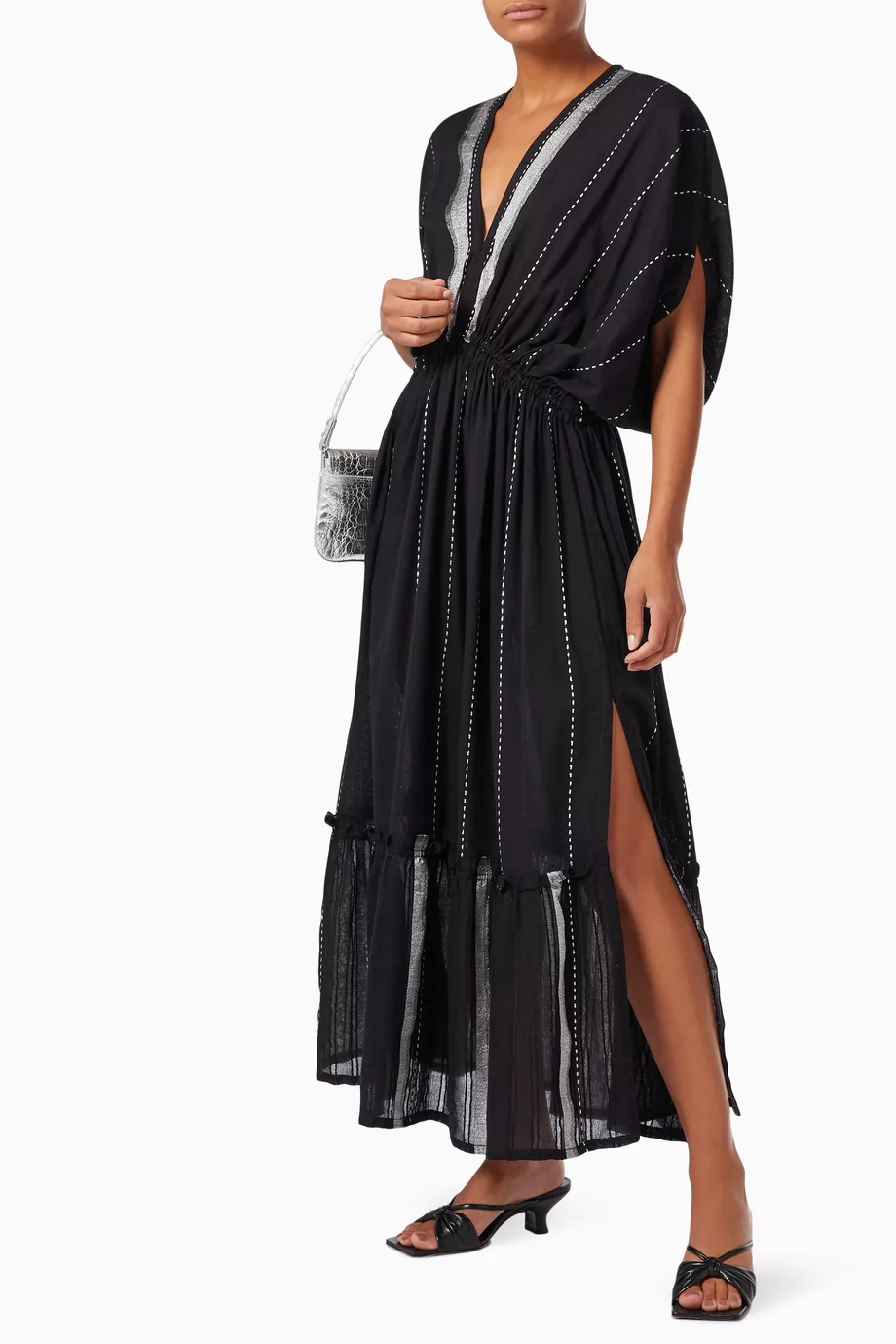 strapless open back dress Mirella Plunge Halter Neck Maxi Dress