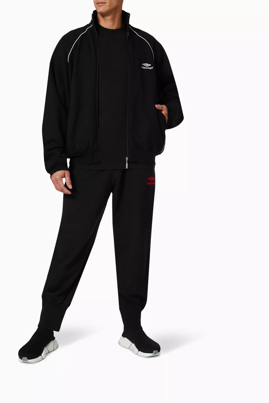 Buy Balenciaga Black 3B Sports Icon Tracksuit Jacket in Fleece for Men Online Ounass Kuwait