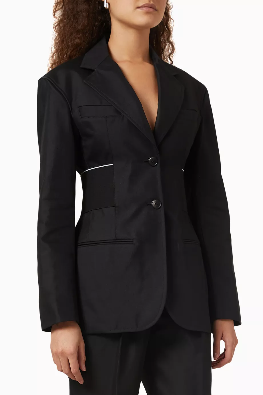 Buy Alexander Wang Black Elastic Logo Blazer in Cotton for Women Online Ounass Kuwait