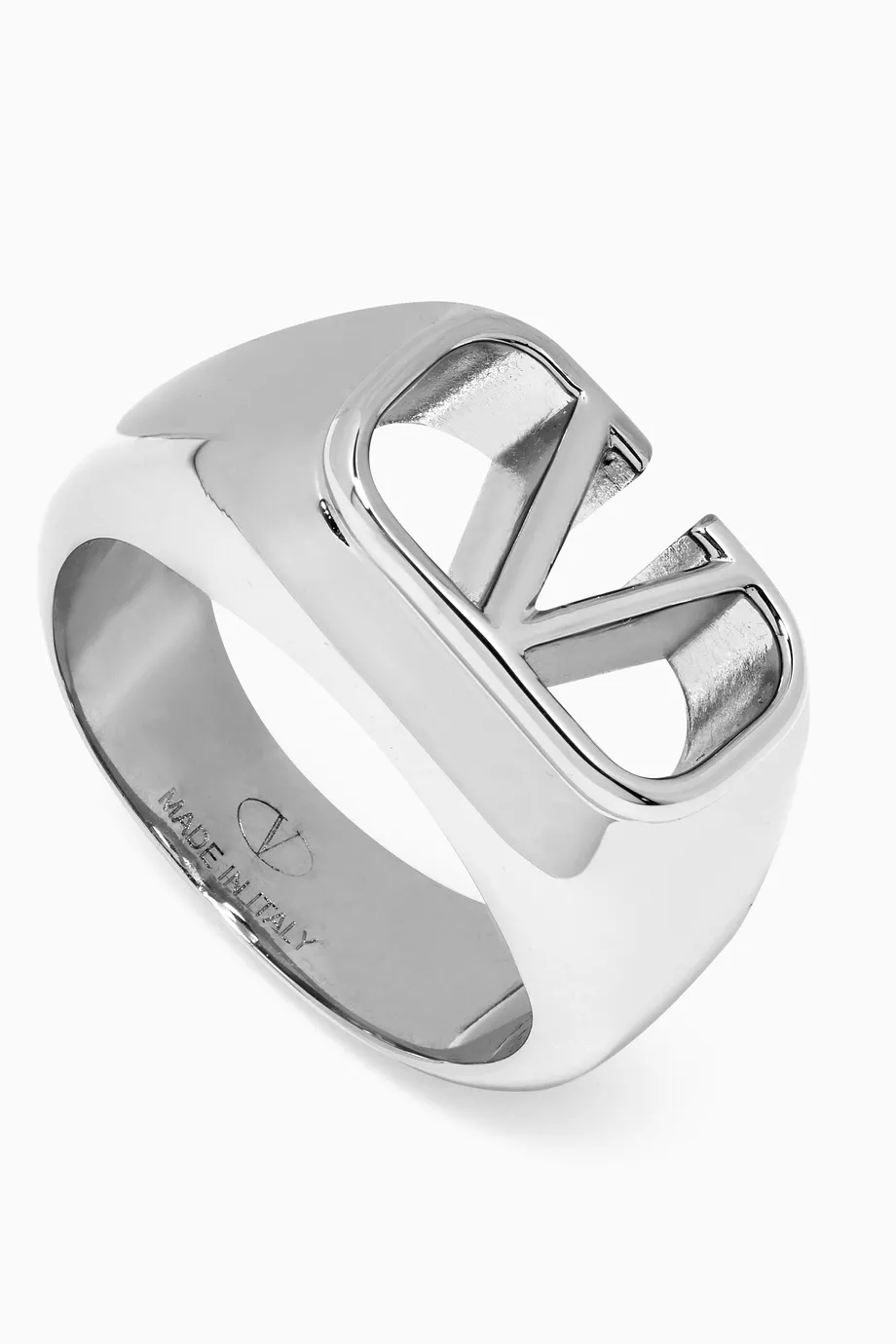【関税&送料込】Valentino Garavani Silver l Ring Valentino Garavani Silver-Tone Embellished VLogo Ring