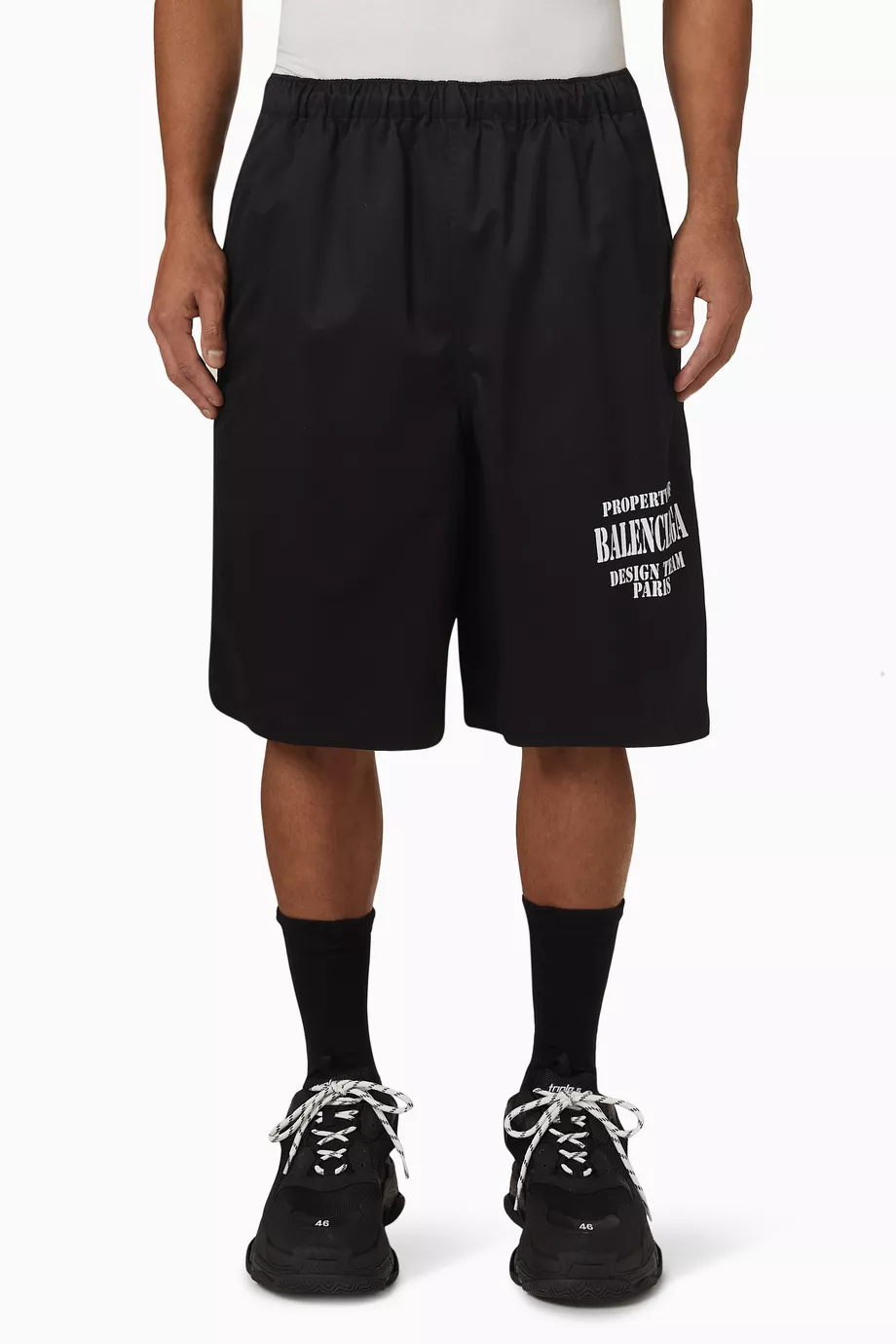Buy Balenciaga Black Baggy Shorts in Papery Cotton Twill for Men