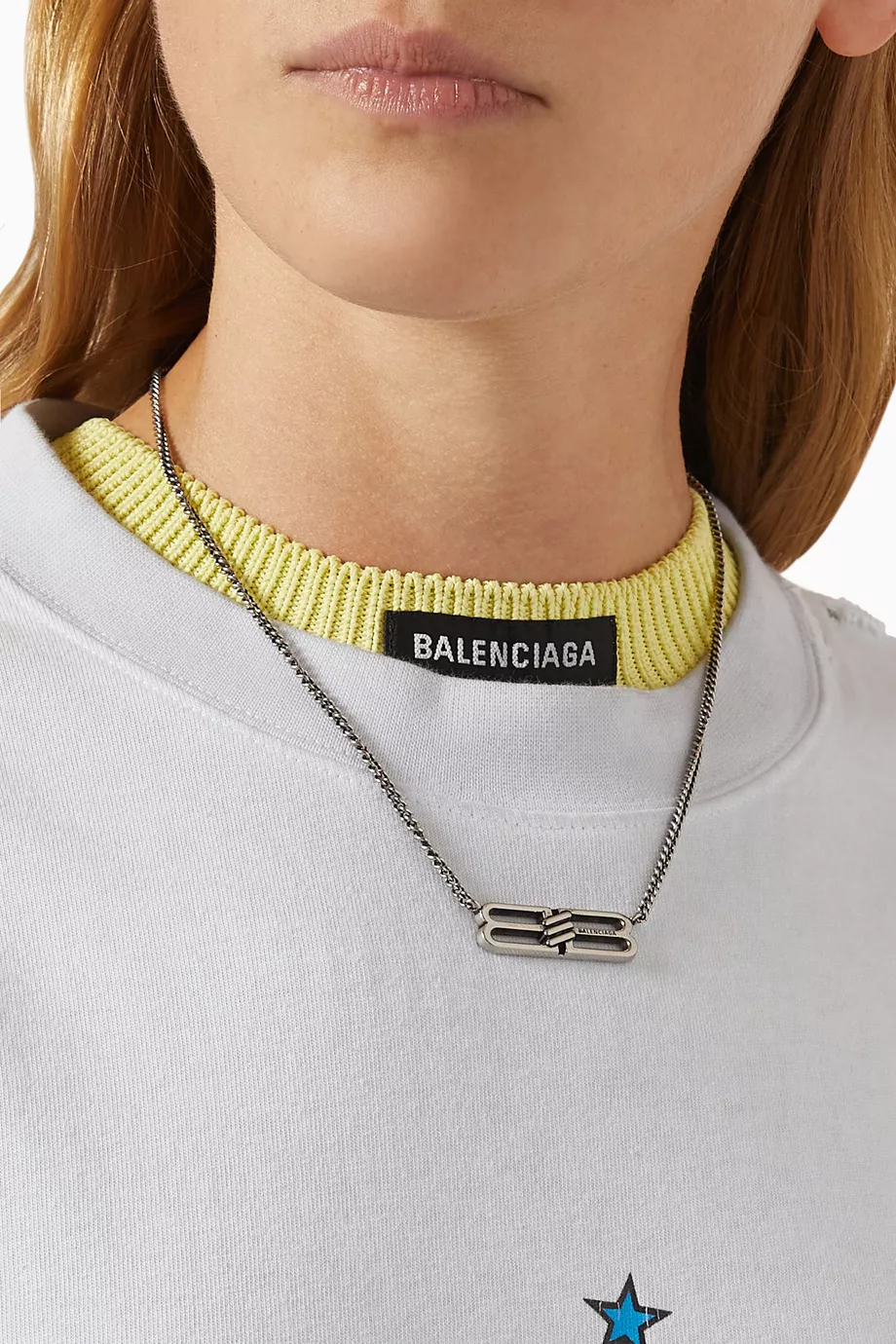 Buy Balenciaga Grey BB Icon Necklace in Brass for UNISEX Online
