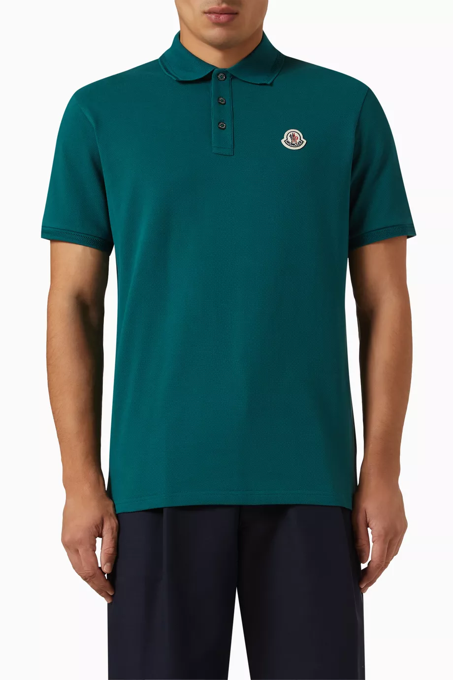 【送料&関税込】Moncler Polo Shirt In Green Cotton Logo cotton piqué polo shirt in green - Moncler | Mytheresa