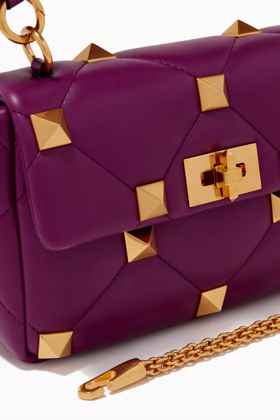 Buy Valentino Garavani Purple Roman Stud Medium Shoulder Bag