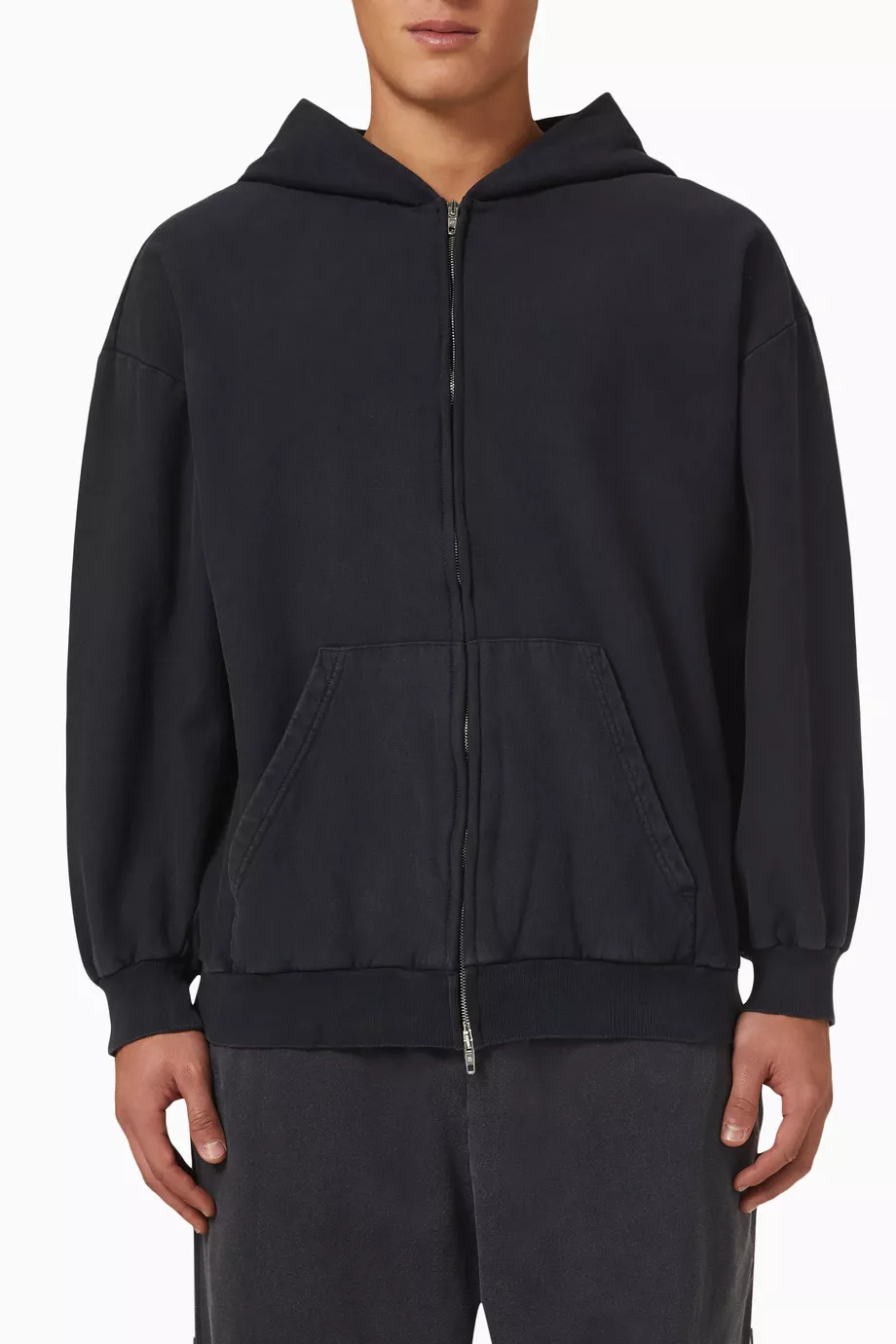 Buy Balenciaga Black Small Fit Zip Hoodie in Cotton Jersey for Men