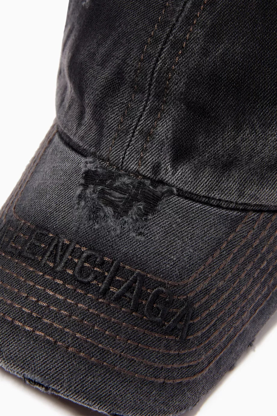 Buy Balenciaga Grey Logo Destroyed Cap in Denim for Men Online