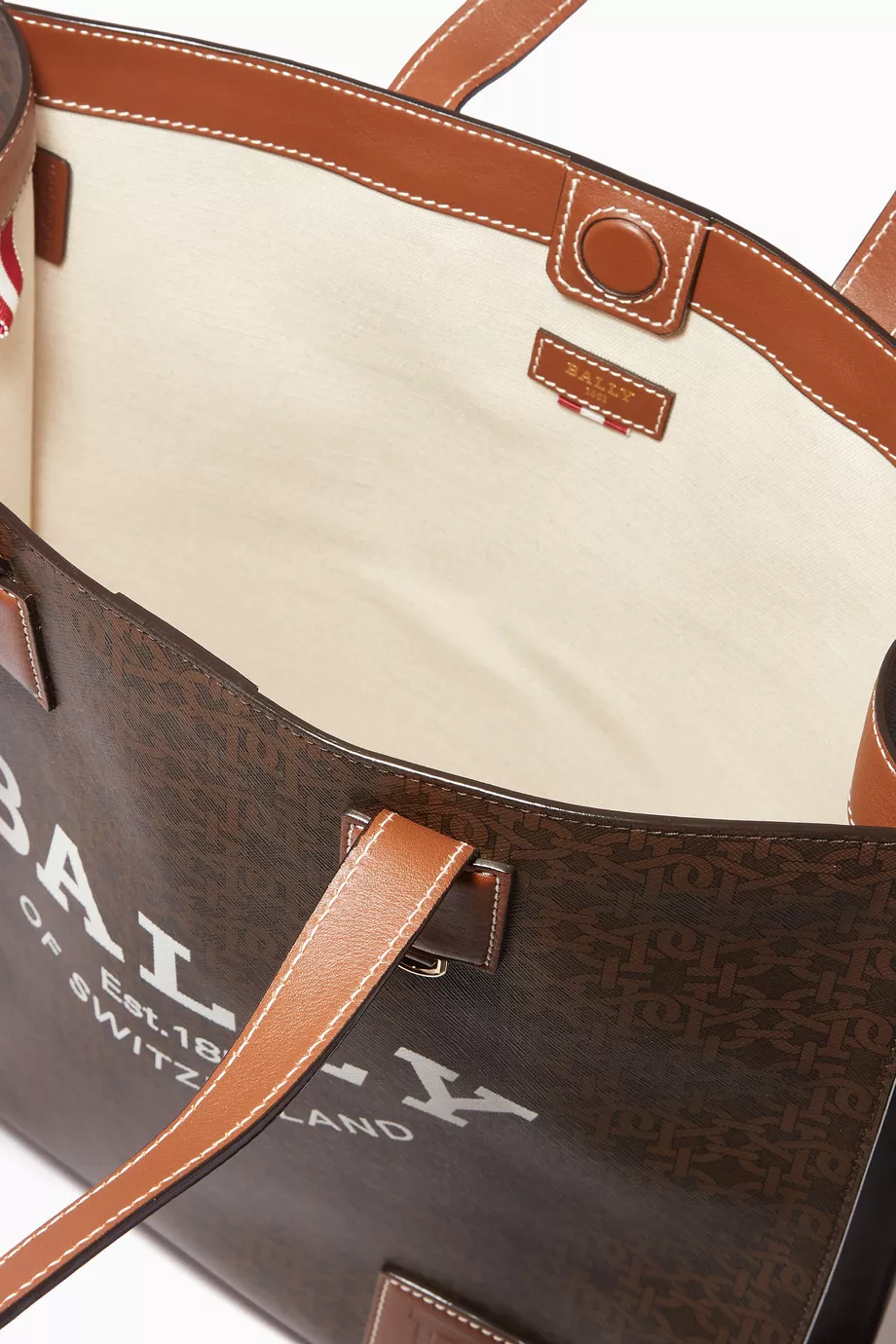 Buy Bally Brown Medium Crystalia Monogram Tote Bag in TPU for