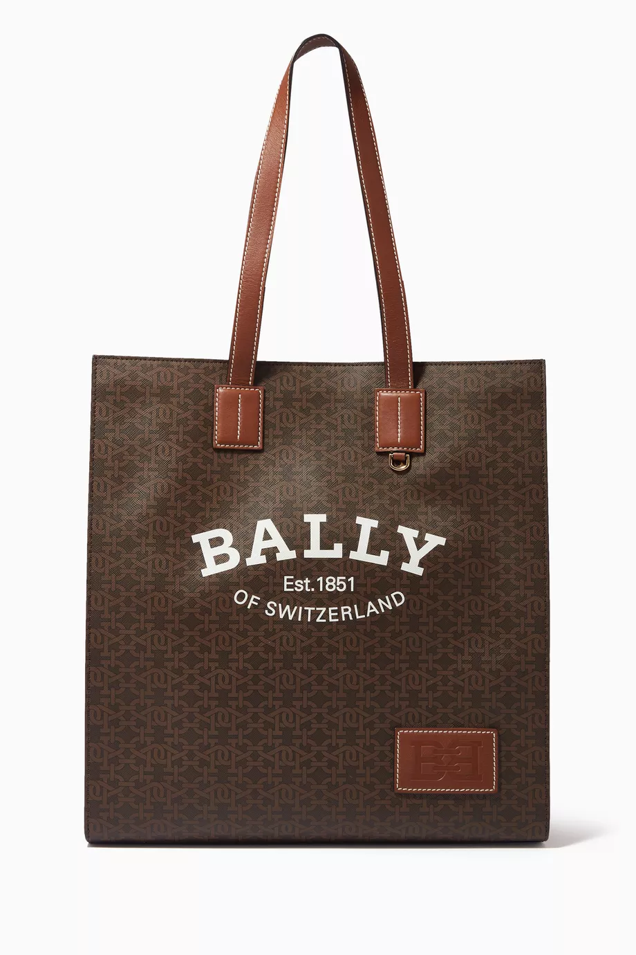 Buy Bally Brown Medium Crystalia Monogram Tote Bag in TPU for