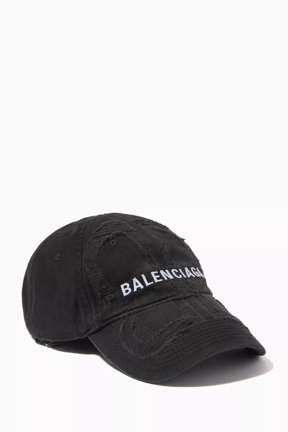 Buy Balenciaga Black Logo Destroyed Cap in Denim for UNISEX Online