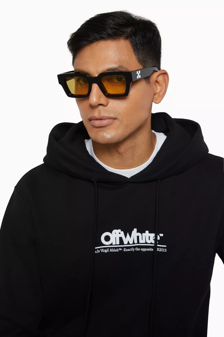 Buy Off-White Yellow Virgil Sunglasses in Acetate for Men  display picture 1