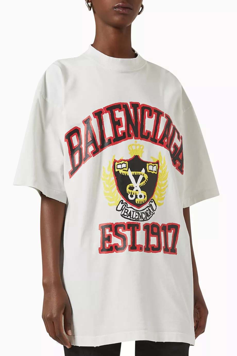 Buy Balenciaga White DIY College Logo-print T-shirt in
