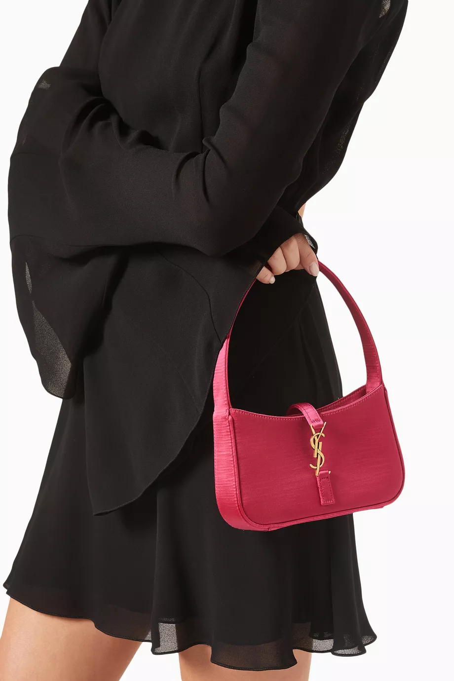 VIP【送料関税込】Saint Laurent LE 5 A 7 SATIN HOBO BAG Saint Laurent Le 5 A 7 YSL Hobo Bag in Rhinestone Satin