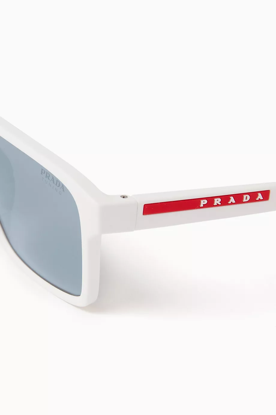 Buy Prada White Linea Rossa Rectangular Sunglasses in Rubber for Men Online Ounass Kuwait