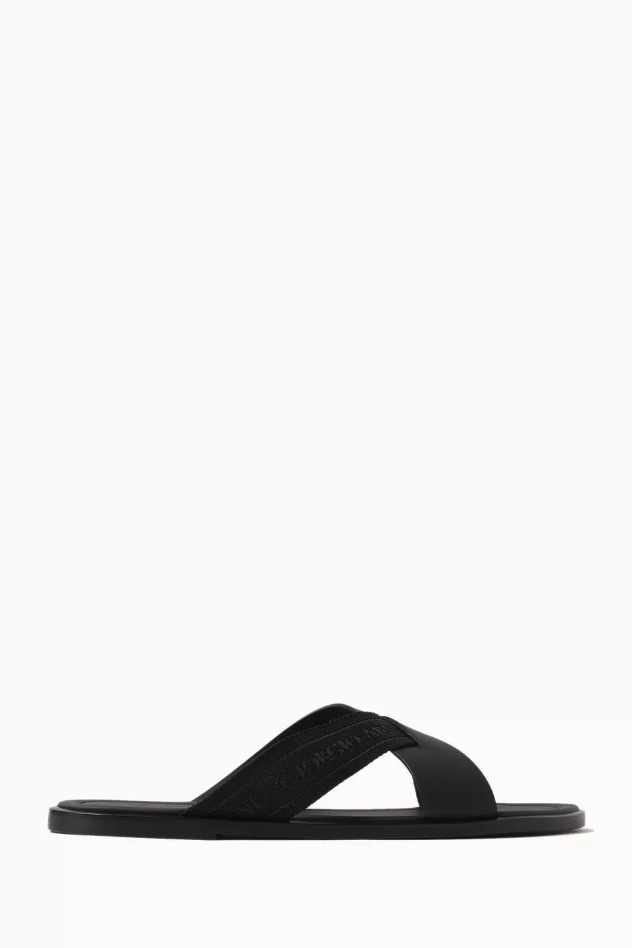 サンダル GIORGIO ARMANI CROSS SANDALS Leather cross sandals with two-toned tape | Giorgio Armani