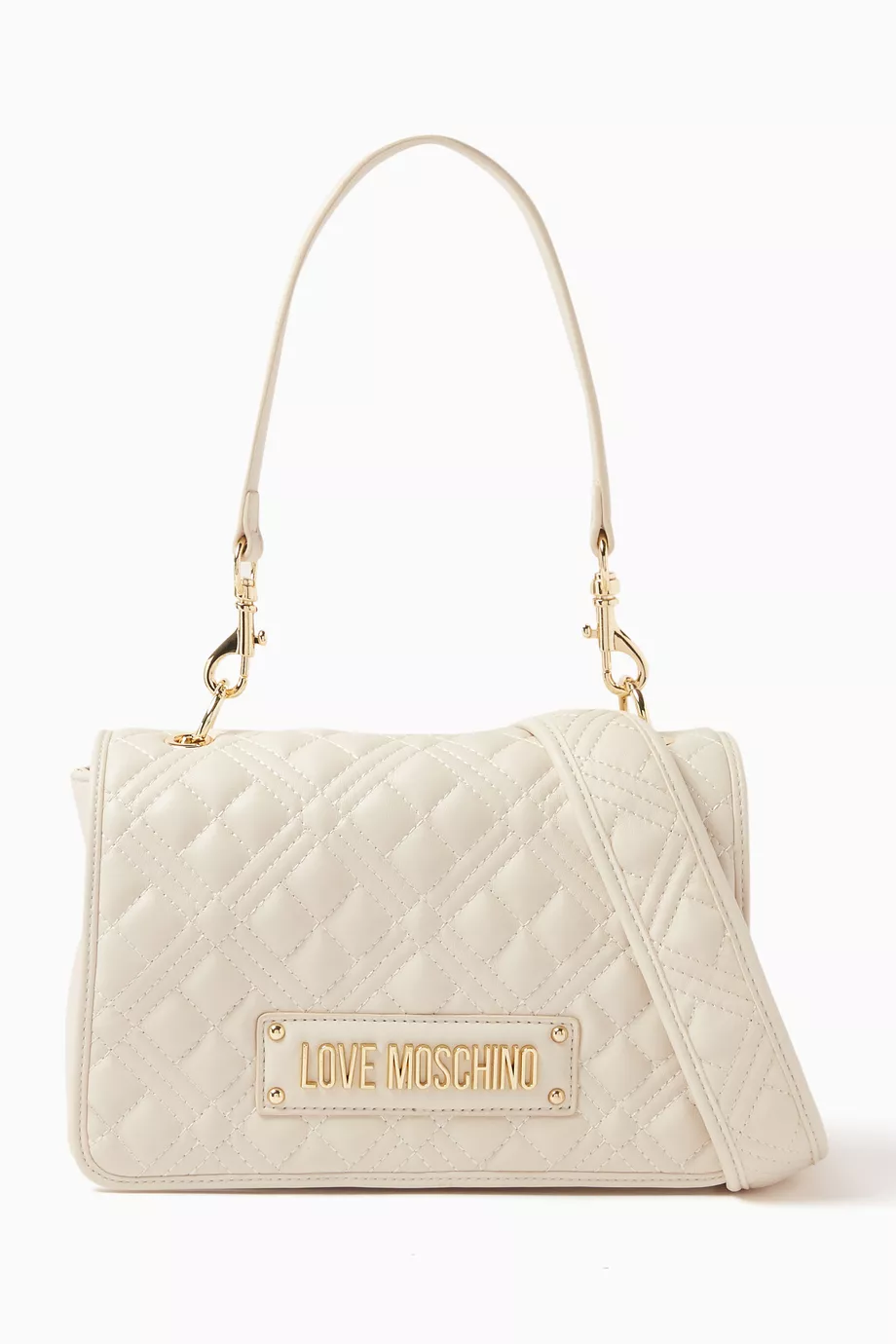 Buy Love Moschino White Small Shoulder Bag in Quilted Faux leather for Women Online Ounass Kuwait