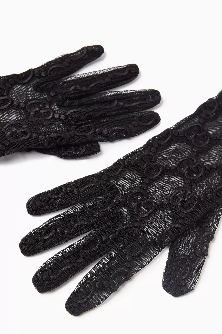 Buy Gucci Black GG Motif Gloves in Tulle for Women Online | Ounass