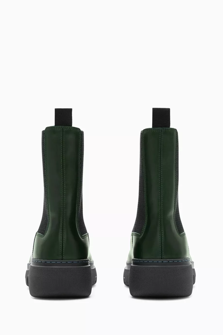 Buy Burberry Green Creeper Chelsea Boots in Leather for