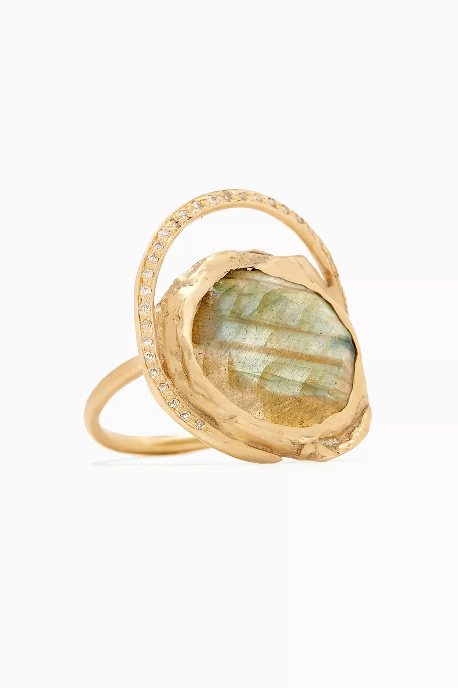 Buy Pascale Monvoisin Yellow Gaia Labradorite Ring in 9kt Yellow