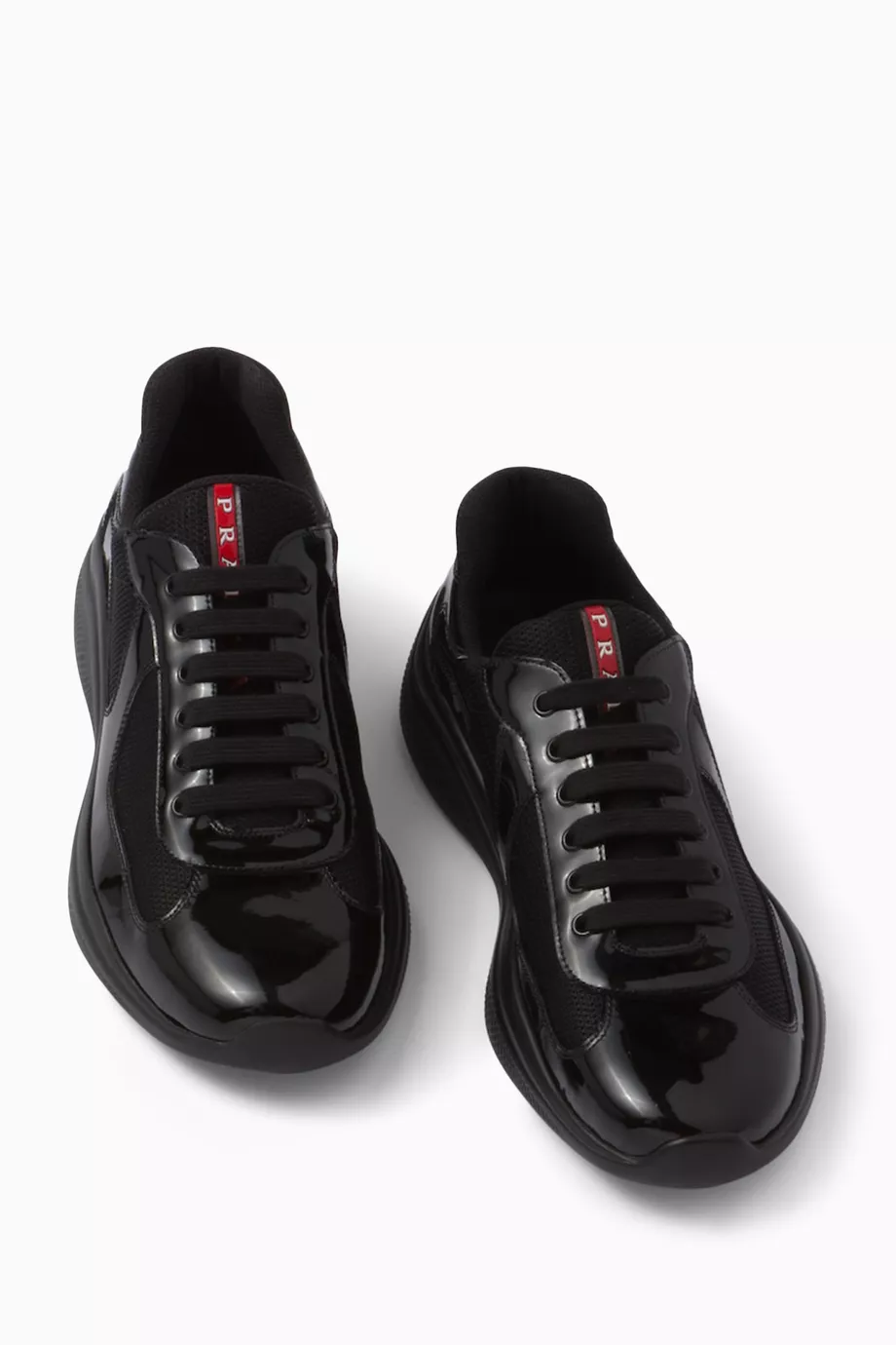 Buy Prada Black America's Cup Sneakers in Patent Leather