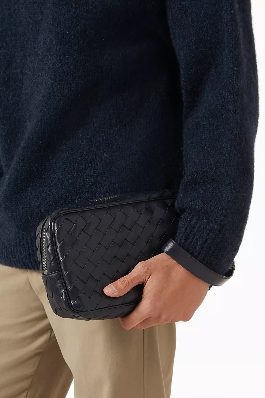 Buy Bottega Veneta Blue Wristlet Pouch in Intrecciato Leather for Men Online Ounass Kuwait