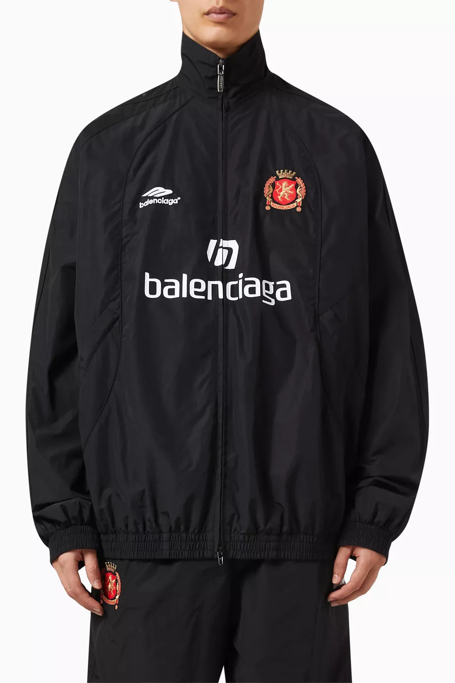 Buy Balenciaga Black Paris Soccer Tracksuit Jacket in Cotton for