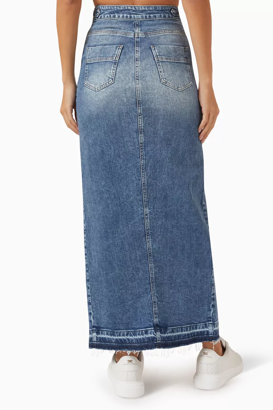 Buy Elisabetta Franchi Blue Long Skirt in Denim for Women
