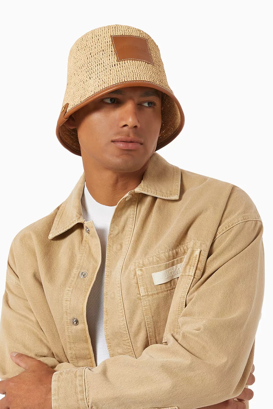 Buy Jacquemus Brown Le Bob Soli Bucket Hat in Raffia