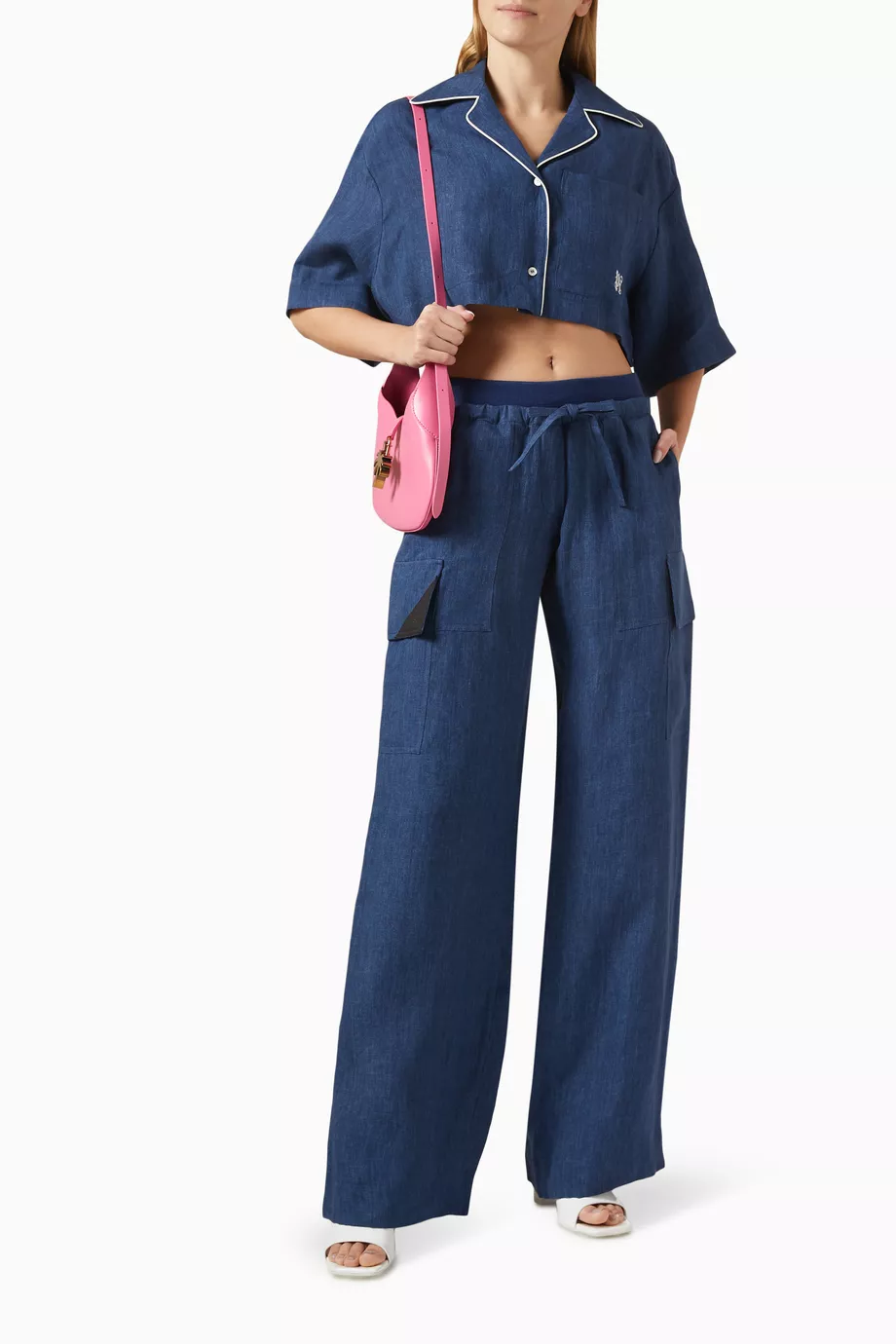 格安即決 Palm Angeles Monogram Linen Denim Crop トップス