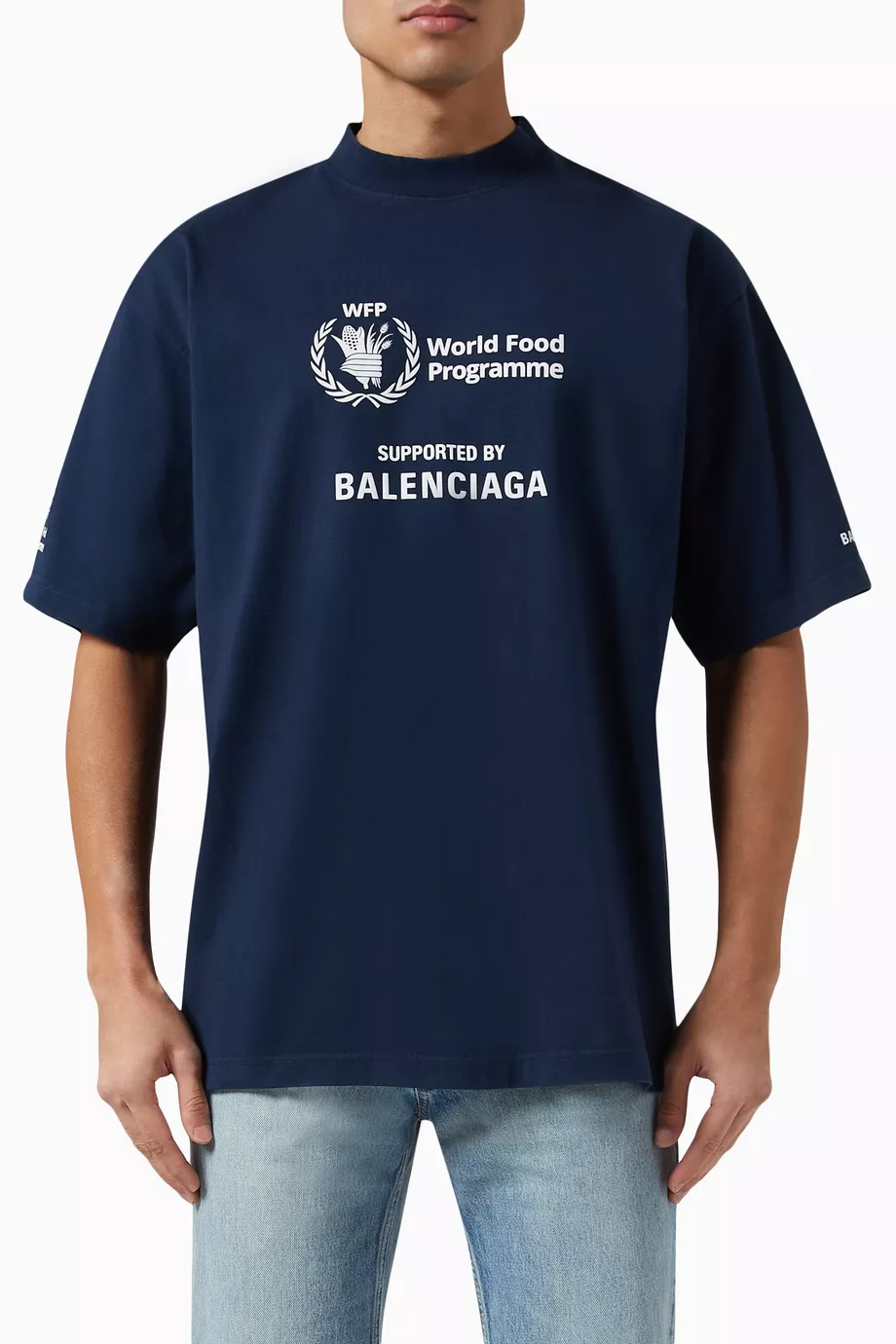 BALENCIAGA × WFP UNISEXロゴTシャツ ネイビー 新品 Buy Balenciaga Blue World Food Programme Printed Medium Fit T