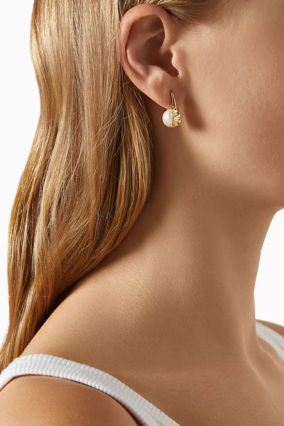 Buy Valentino Garavani Gold VLogo Signature Pearl Stud