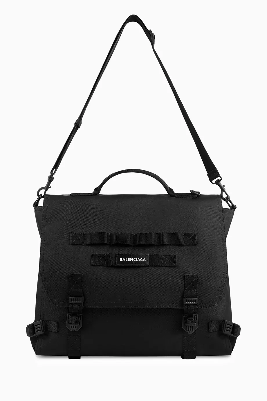Buy Balenciaga Black Large Army Messenger Bag in Recycled Nylon